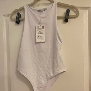 Zara white high neck body suit